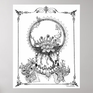 Erwachsenenfarbenposter "Midnight Blooms Art" Poster