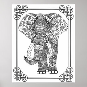 Erwachsenenfarbenposter "Proud Elephant Art" Poster