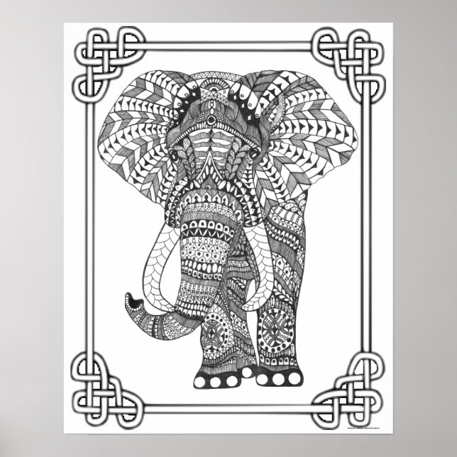 Erwachsenenfarbenposter "Proud Elephant Art" Poster (Vorne)