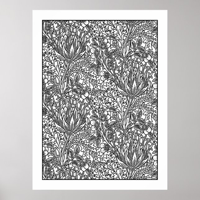 Erwachsenenfarbposter Art Nouveau Artichoke Damask Poster (Vorne)