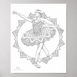 Erwachsenenfarbposter Ballerina Mandala Tänzer Poster