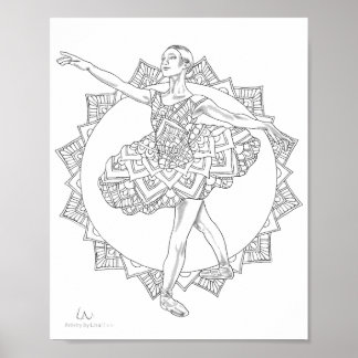 Erwachsenenfarbposter Ballerina Mandala Tänzer Poster
