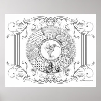 Erwachsenenfarbposter "I Liebe Hummingbirds Art" Poster