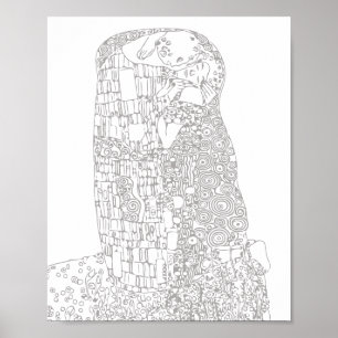 Erwachsenenfärbung Klimt "The Kiss" Berühmte Kun Poster