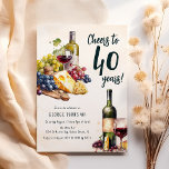 Erwachsenenkäse und Weincharcuterie 40. Geburtstag Einladung<br><div class="desc">Feiern Sie 4 Jahrzehnte des Lebens elegant mit unserer trendigen Wein- und Käsecharcuterie 40. Geburtstagseinladungen. Perfekt für ihn oder sie entworfen, und ein Hit unter Wein und Käse Kennern. Diese modern gestalteten Einladungen rühmen sich mit spielerischen Aquarellbildern eines Käse- und Weinkellers, die den richtigen Ton für das köstliche Fest vorgeben....</div>