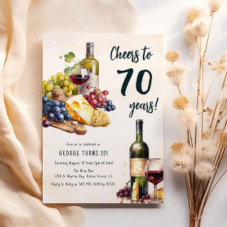 Erwachsenenkäse und Weincharcuterie 70. Geburtstag Einladung