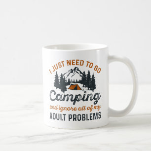 Erwachsenenprobleme bei Camping Kaffeetasse