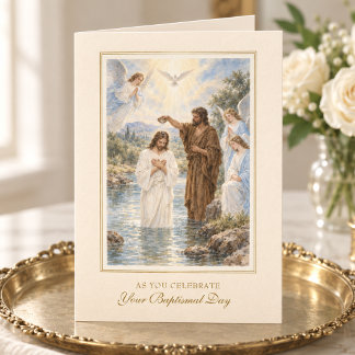 Erwachsenentaufe Jesu Vintage-Wasserfarbe Taufe Karte