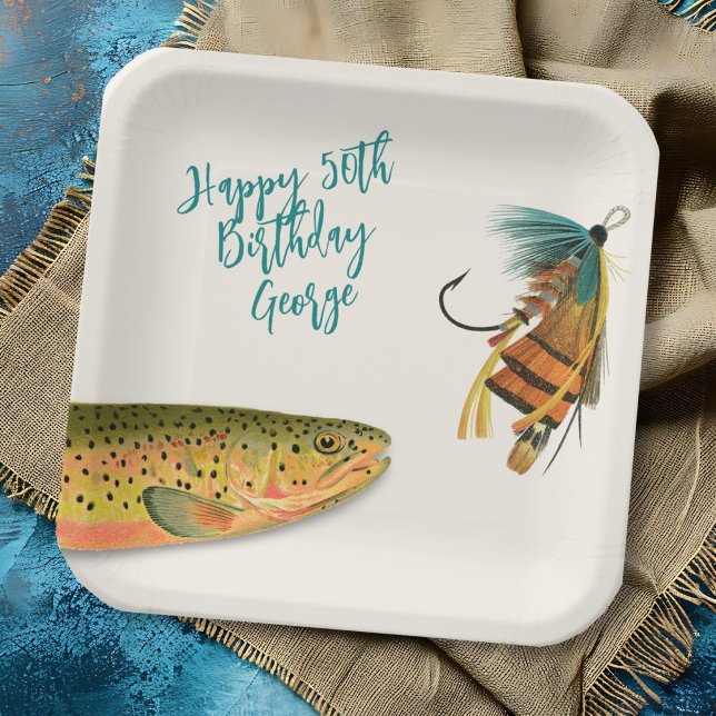 Erwachsener Geburtstag Forelle Fisch  Pappteller (Von Creator hochgeladen)
