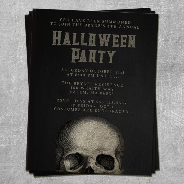 Erwachsener Halloween-Party Skull Black Flyer (Von Creator hochgeladen)