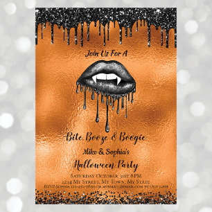 Erwachsener Halloween-Vampir Schwarze Glitter-Lipp Einladung