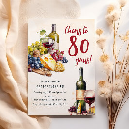 Erwachsener Käse und Wein Charcuterie 80. Geburtst Einladung