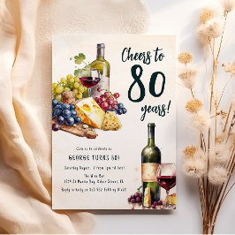 Erwachsener Käse und Wein Charcuterie 80. Geburtst Einladung