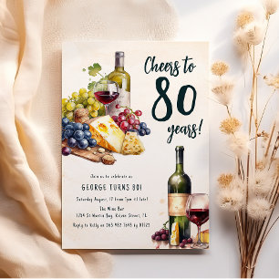 Erwachsener Käse und Wein Charcuterie 80. Geburtst Einladung