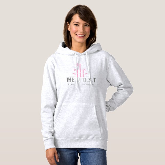 : Erwachsener Pullover Hoodie (Asch lebhaft weiß ) (Vorne ganz)
