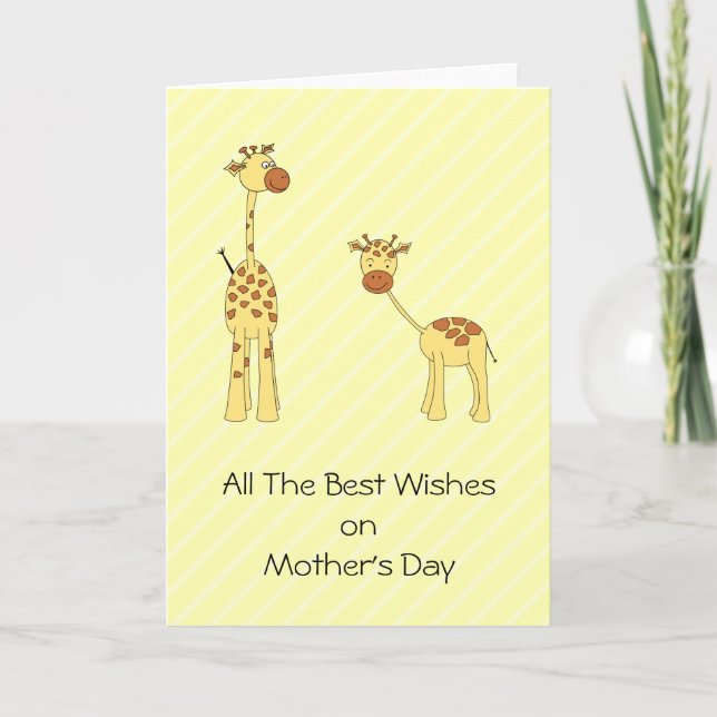 Erwachsener und Baby-Giraffe. Cartoon Karte (Vorderseite)