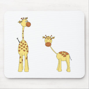 Erwachsener und Baby-Giraffe. Cartoon Mousepad