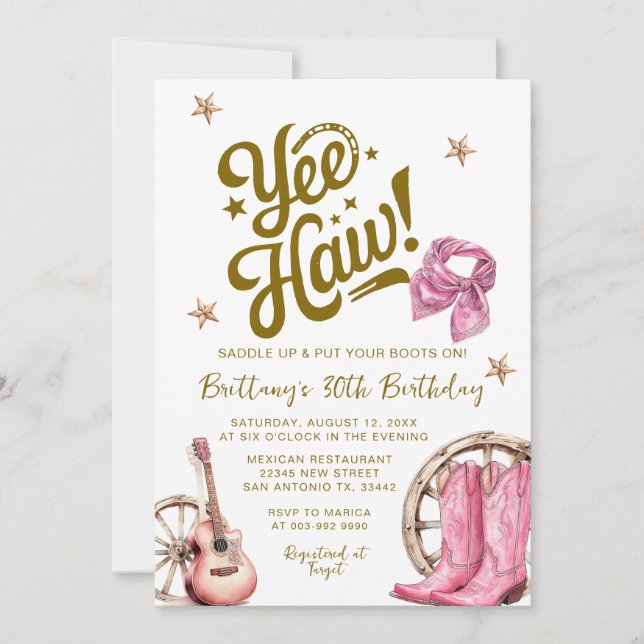 Erwachsener Western Rustikale 30. Cowgirl Geburtst Einladung (Vorderseite)