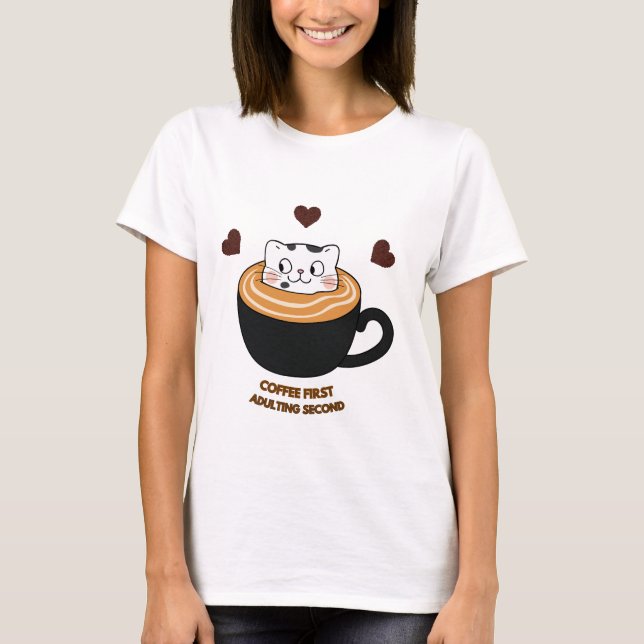 Erwachsenwerden Zweitrangig Süße Katze T-Shirt mit (Vorderseite)