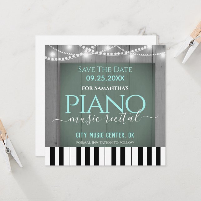 Erwägung Piano Music Save the Date (Vorderseite/Rückseite Beispiel)
