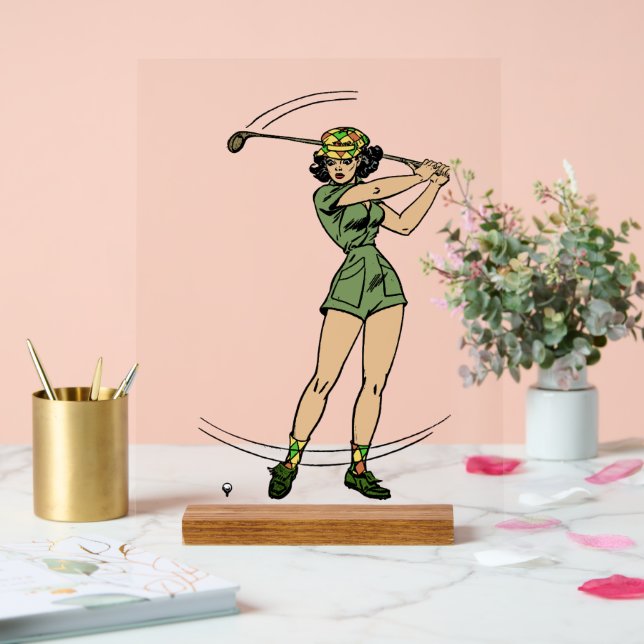 Erwärmung für Golf Lady Golfer Acrylschild (Hochzeit)