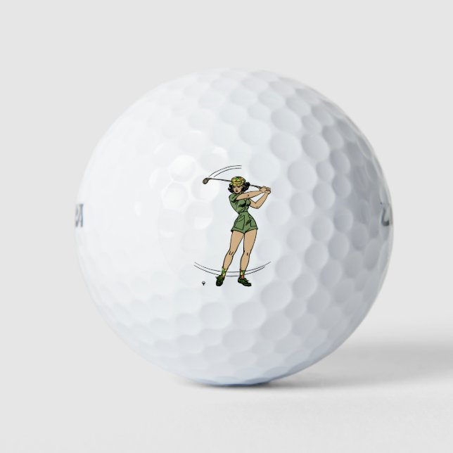 Erwärmung für Golf Lady Golfer Golfball (Vorderseite)