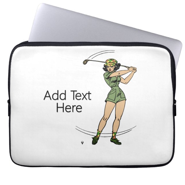 Erwärmung für Golf Lady Golfer Laptopschutzhülle (Vorderseite)