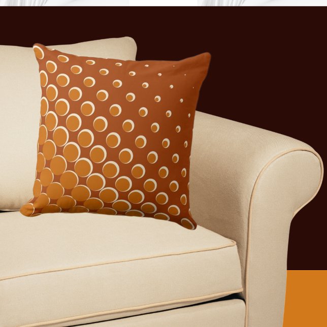 Erwärmung Orange Halftone Dots Kissen (Three-colored Halftone Pattern, Orange Throw Pillow)