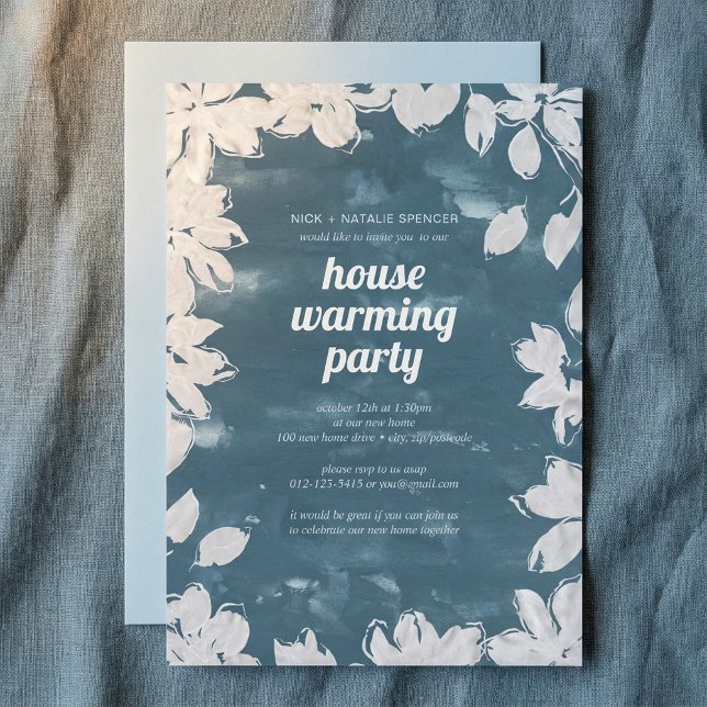 Erwärmung-Party Einladung (Floral frame House warming party invitation.)