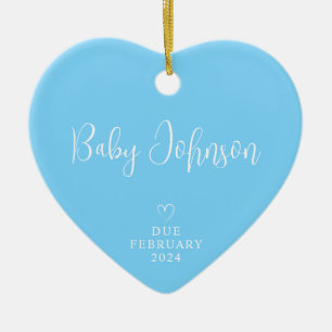 Erwartende Eltern Foto Baby Boy Due 2024 Keramik Ornament