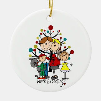 Erwartende Familie Grauer Hund Keramik Ornament