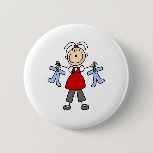 Erwartet Baby-Strichmännchen-Button Button