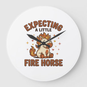 Erwartet ein kleines Feuerpferd Vintage Baby-Shirt Große Wanduhr