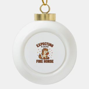 Erwartet ein kleines Feuerpferd Vintage Baby-Shirt Keramik Kugel-Ornament