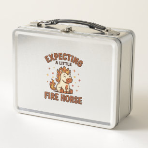 Erwartet ein kleines Feuerpferd Vintage Baby-Shirt Metall Brotdose