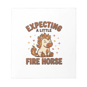 Erwartet ein kleines Feuerpferd Vintage Baby-Shirt Notizblock