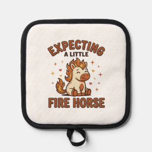 Erwartet ein kleines Feuerpferd Vintage Baby-Shirt Topflappen