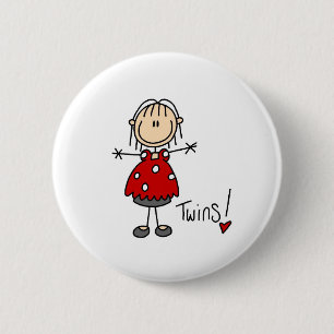 Erwartet Zwillinge Stick Figure Knopf Button
