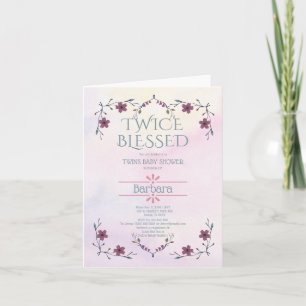 Erwartete Twins: Boho floral & lavender Wasserfarb Einladung