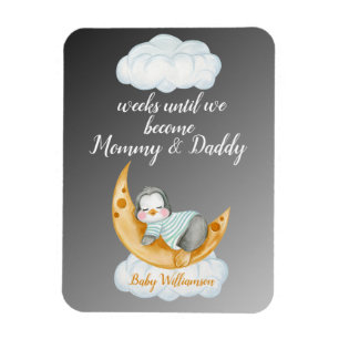 Erwartung der Eltern Baby Countdown Pinguin White Magnet