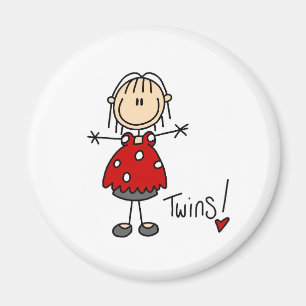 Erwartung des Zwillings-Strichmännchen-Magneten Magnet