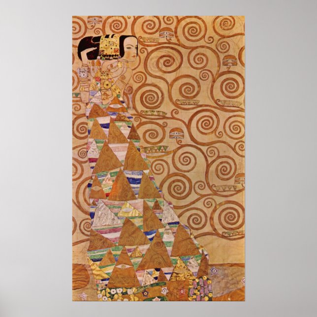 Erwartung durch Klimt Vintage Viktorianische Jugen Poster (Vorne)
