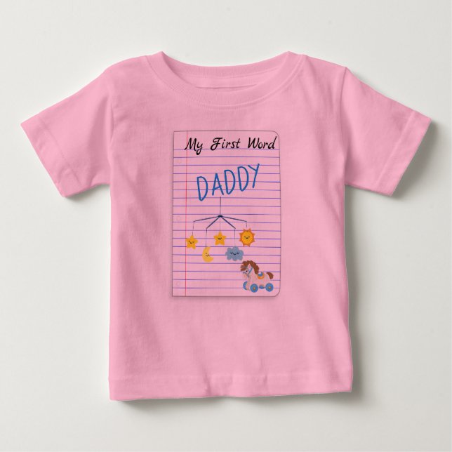 Erwartung eines Baby Girl mein erstes Daddy-Papier Baby T-shirt (Vorderseite)