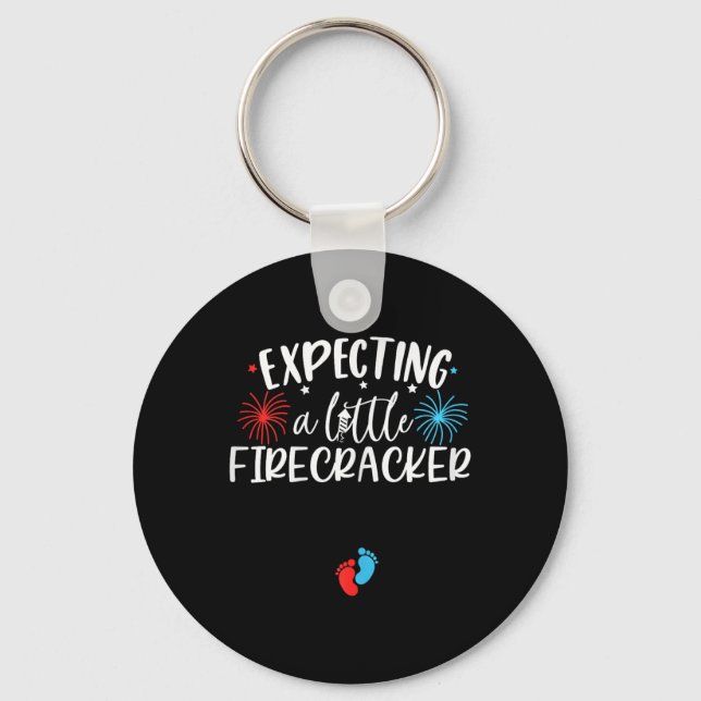 Erwartung eines kleinen Firecracker Funny 4. Juli  Schlüsselanhänger (Vorderseite)