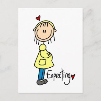 Erwartung von Baby-T-Shirts und Geschenken Postkarte