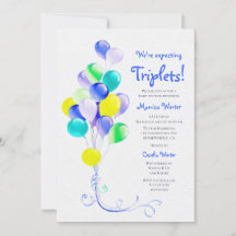 Erwartung von Triplets Blue Balloons Baby Dusche
