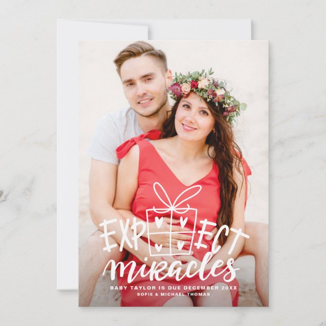 Erwartung von Wunder Feiertagsschwangerschaft Ankündigung (Vorderseite)