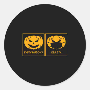 Erwartungen Realität Jack-o'-Lantern-Kürbisgesicht Runder Aufkleber