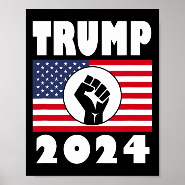 Erweckter Trump 2024 zum amerikanischen Flaggenpat Poster (Vorne)