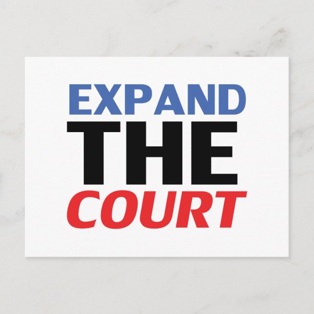 "Erweitern Sie den Hof", blau, weiß, schwarz - Postkarte (Vorderseite)